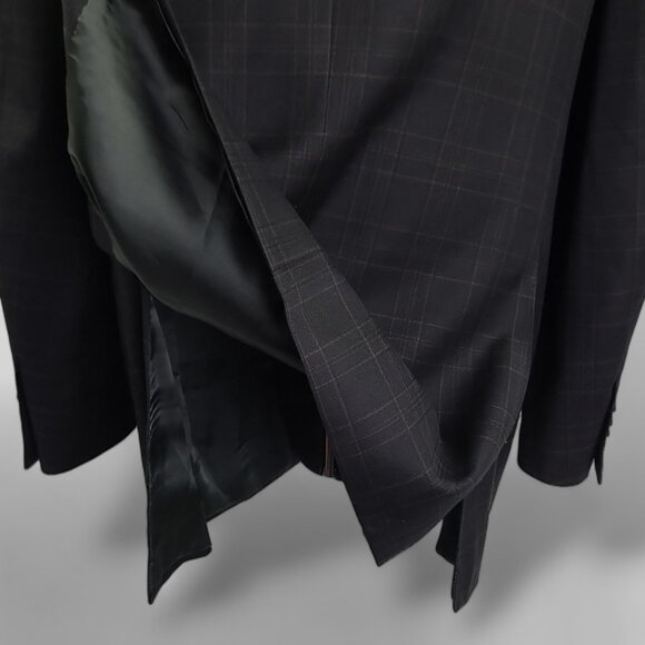 Zanella 100% Virgin Wool Sports Coat Blazer, Black w/ Brown Pattern 46L - Picture 10 of 15